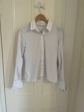 ANNE FONTAINE EUC WHITE NUAGE Button Down Top SIZE 44 (US 12) $295 Retail